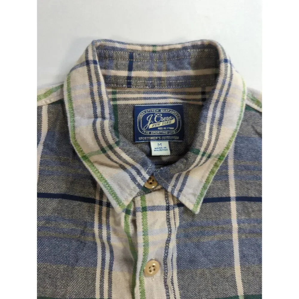J Crew Mens Medium Plaid Flannel Shirt Long Sleeve Button Front Sportsman